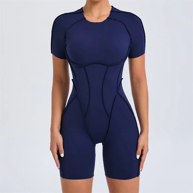 Open Back Short Sleeve Jumpsuit