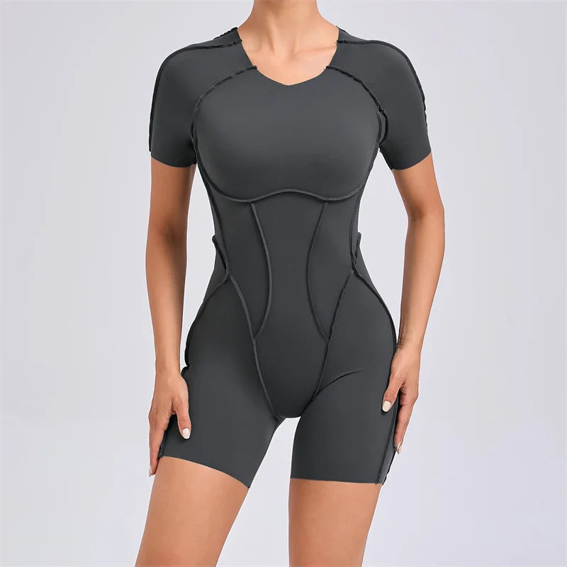 Open Back Short Sleeve Jumpsuit