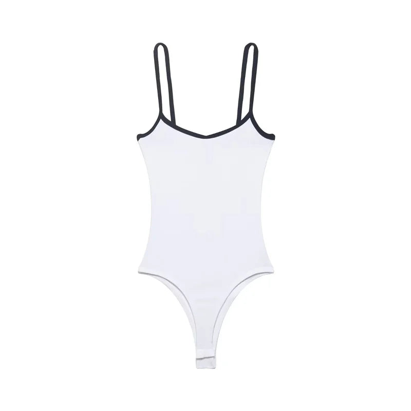 Contrast Trim Strappy Bodysuit
