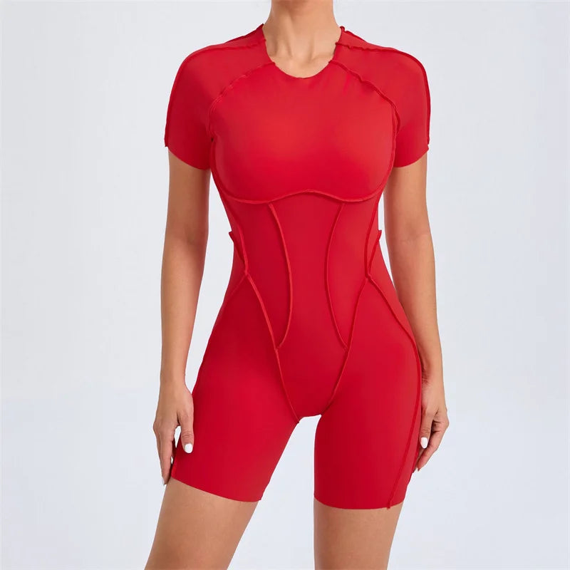 Open Back Short Sleeve Jumpsuit