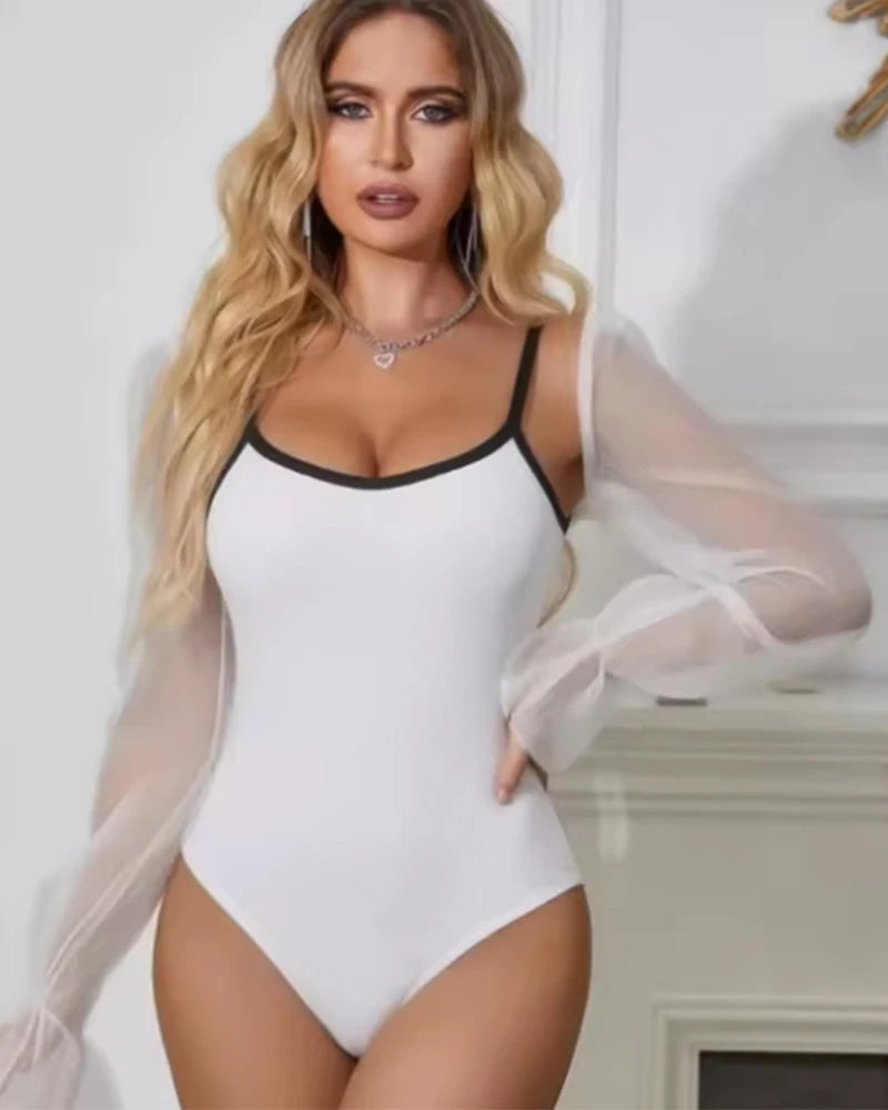 Contrast Trim Strappy Bodysuit