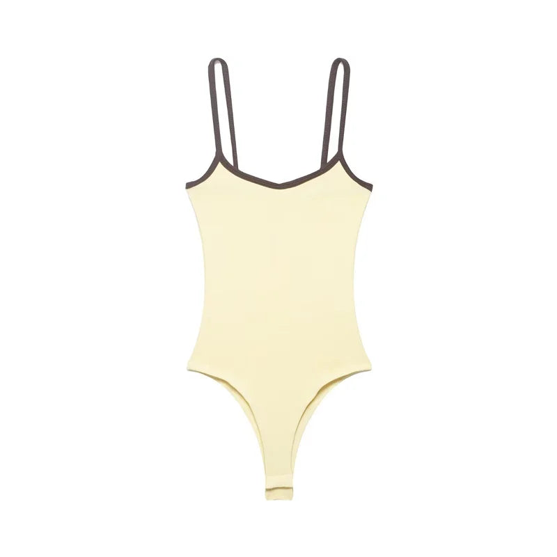 Contrast Trim Strappy Bodysuit