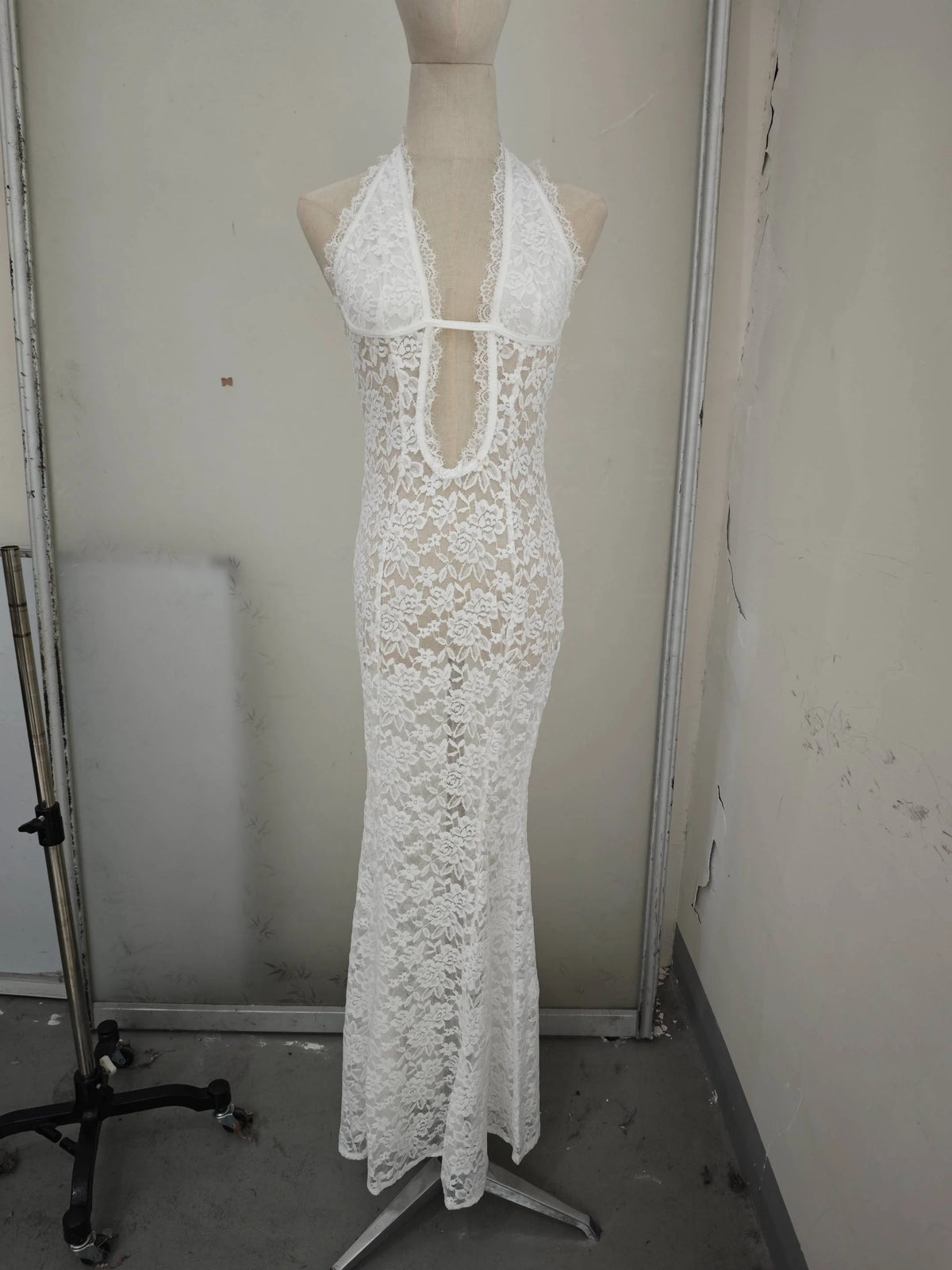 Satin & Lace Backless Slip Dress