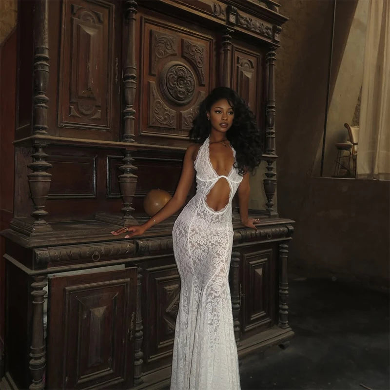 Satin & Lace Backless Slip Dress