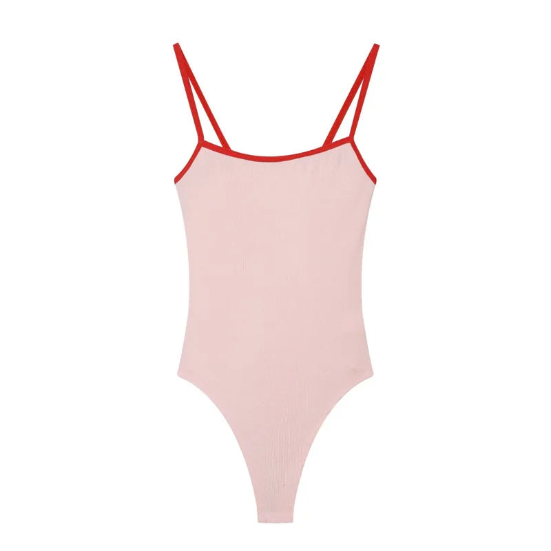 Contrast Trim Strappy Bodysuit