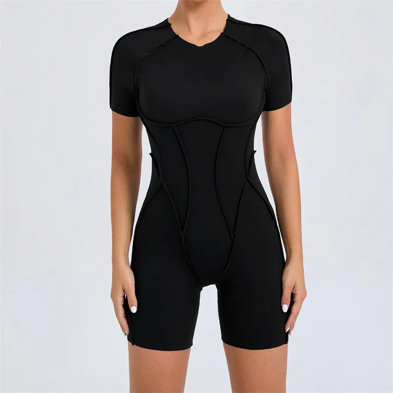 Open Back Short Sleeve Jumpsuit