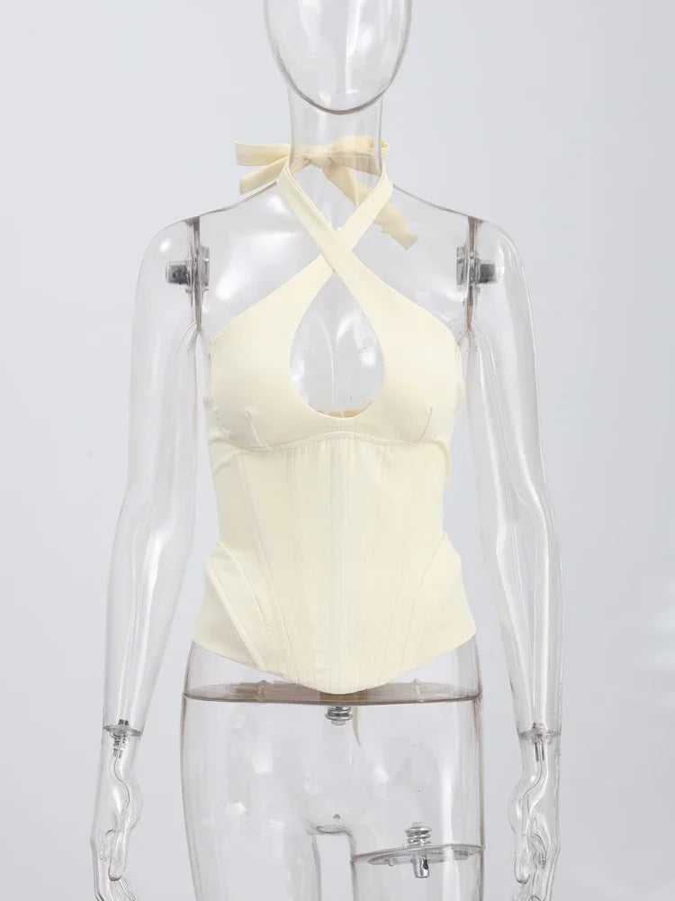 Fishbone Seam Halter Top