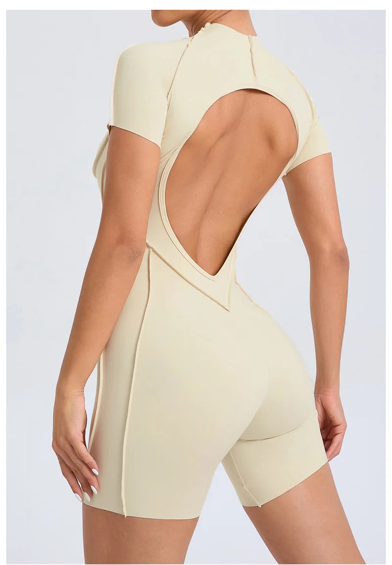 Open Back Short Sleeve Jumpsuit