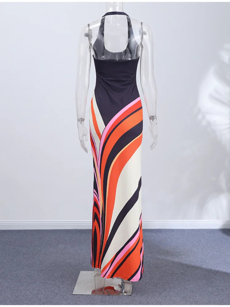 Halter Neck Backless Maxi Dress