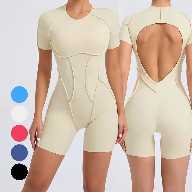 Open Back Short Sleeve Jumpsuit