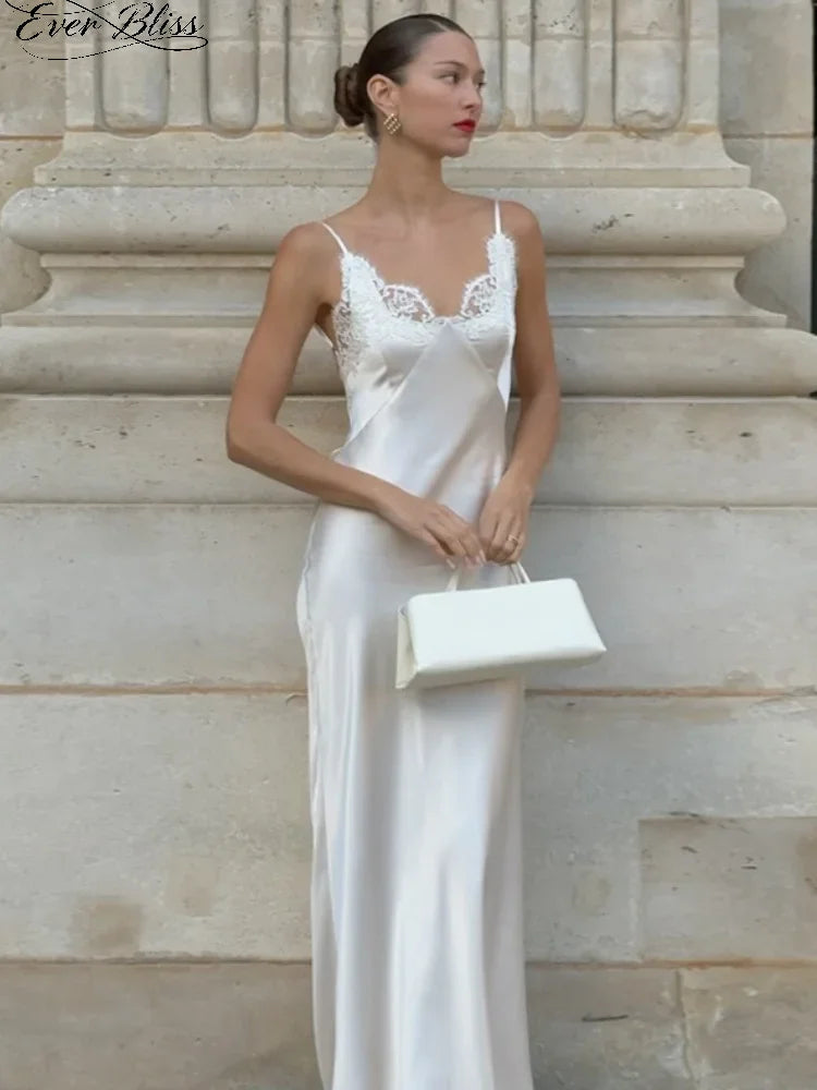 Satin & Lace Backless Slip Dress