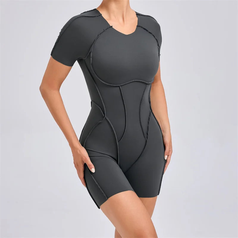 Open Back Short Sleeve Jumpsuit