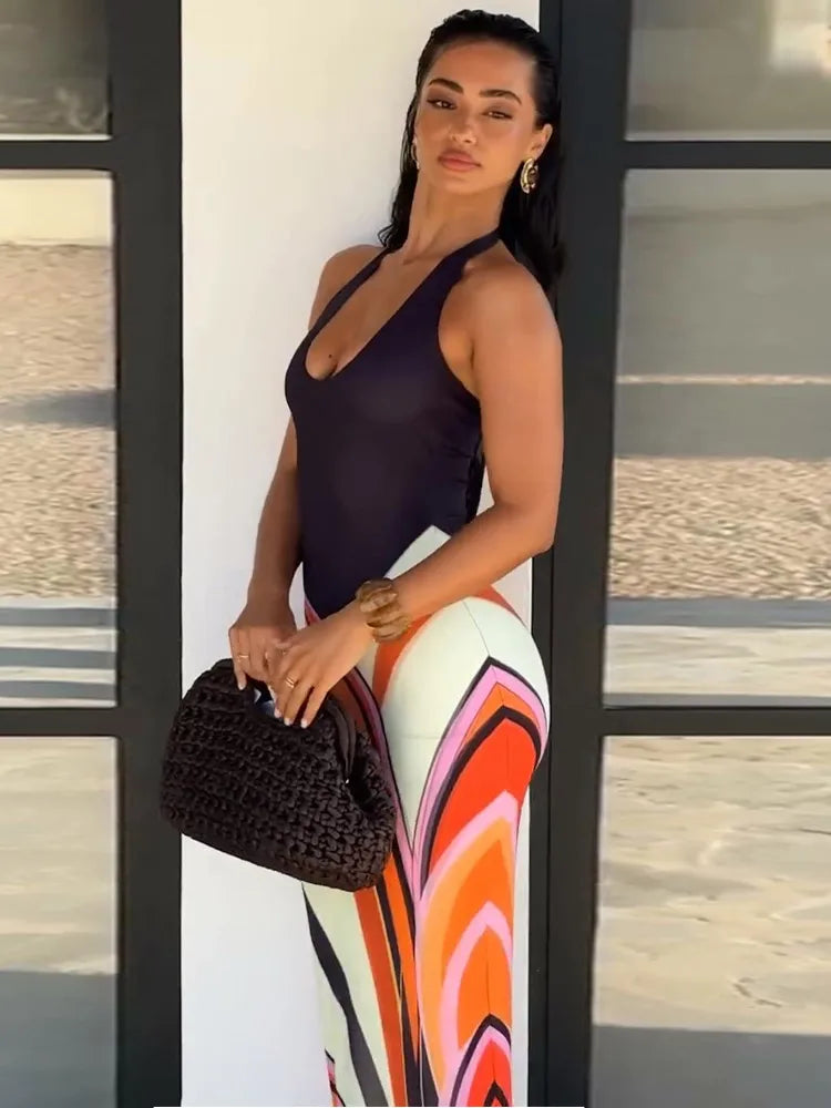 Halter Neck Backless Maxi Dress