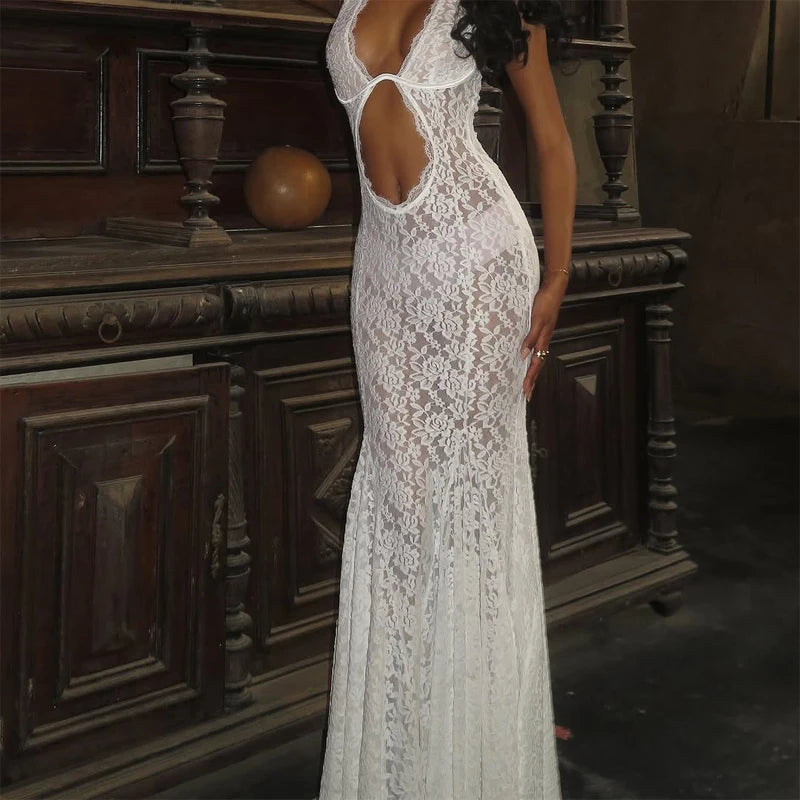 Satin & Lace Backless Slip Dress