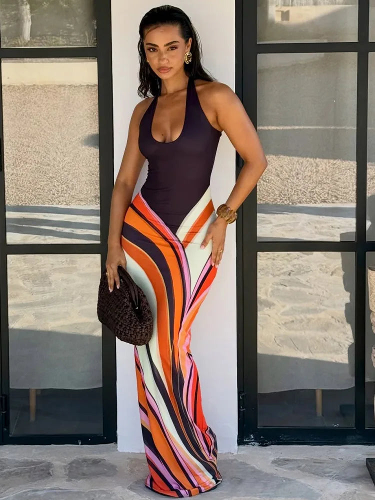 Halter Neck Backless Maxi Dress