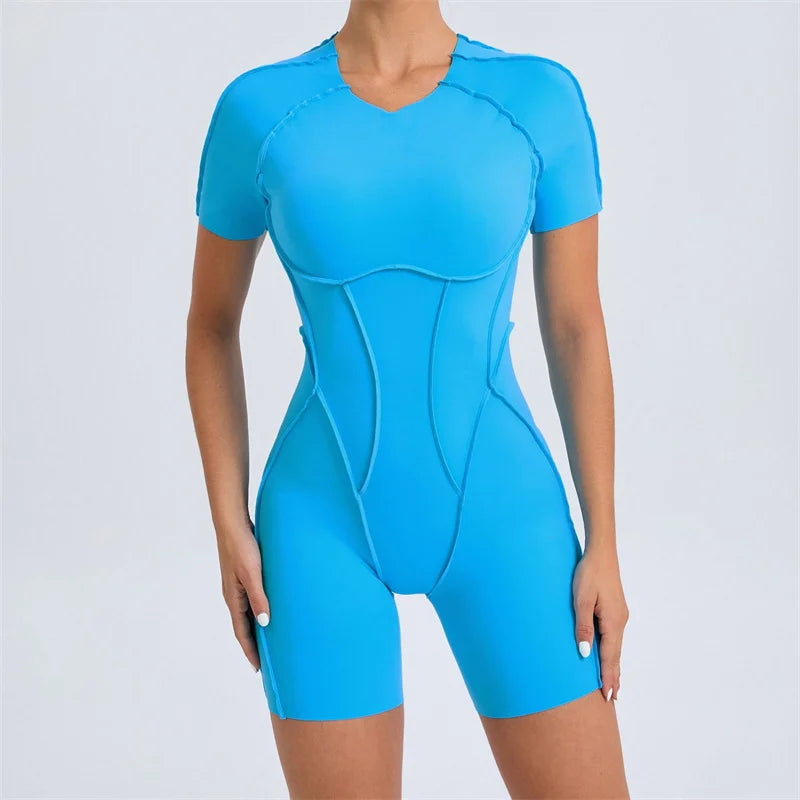 Open Back Short Sleeve Jumpsuit