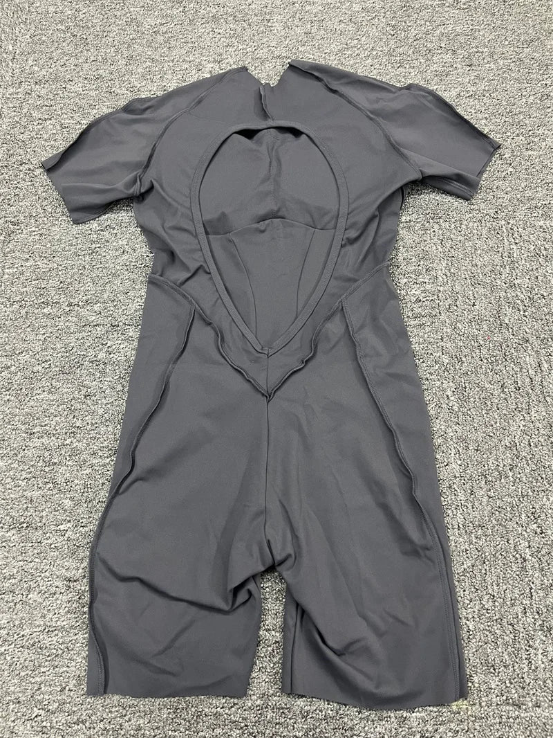 Open Back Short Sleeve Jumpsuit