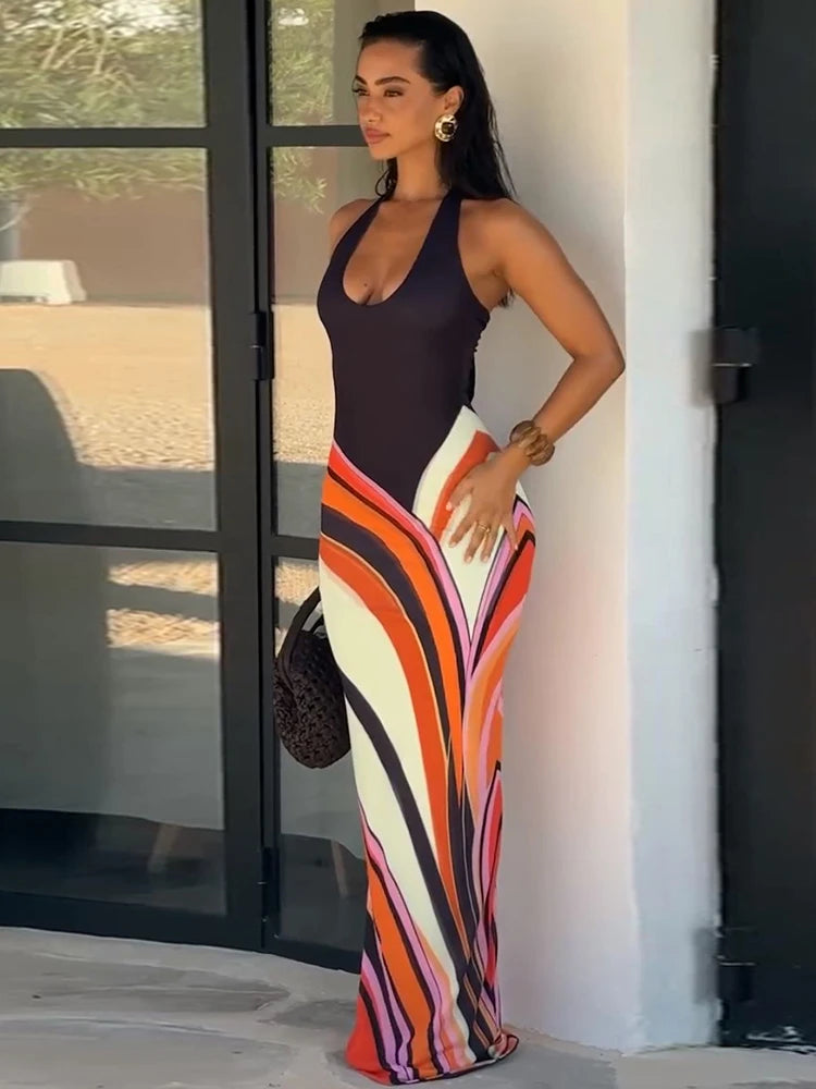 Halter Neck Backless Maxi Dress